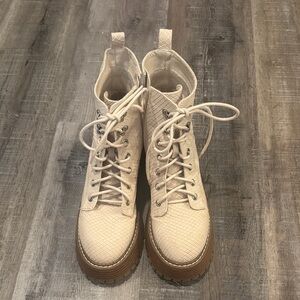MIA Women's Cream Lace-Up Boots